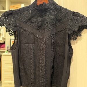 Alice + Olivia Elegant Black Lace Top